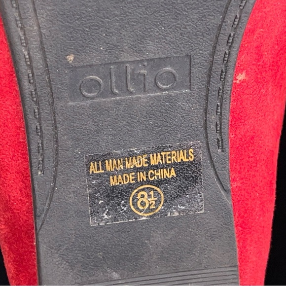 Ollio Size 8.5 Red Faux Suede Flats Classic - Picture 2 of 11